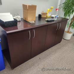 Dark Mahogany 4 Door Storage Credenza Cabinet